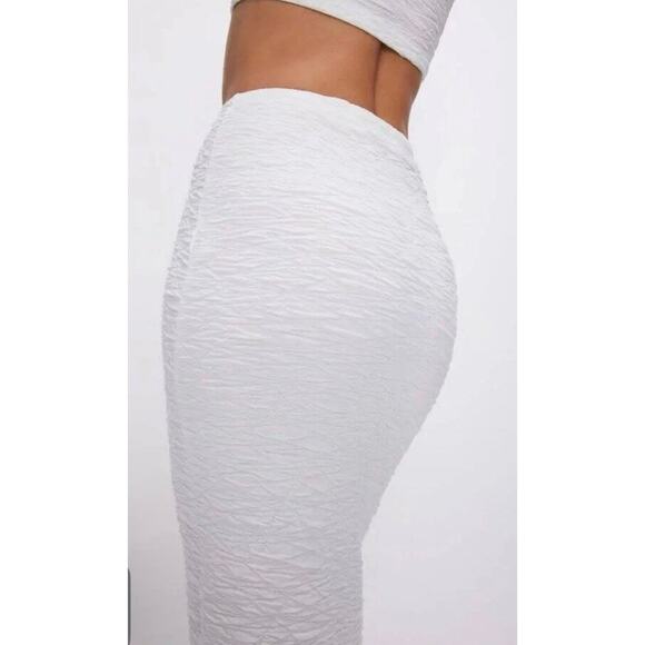 Good American NWT Cloud White Scrunchie Maxi Skirt size 2 XS pull on skirt - Picture 4 of 10